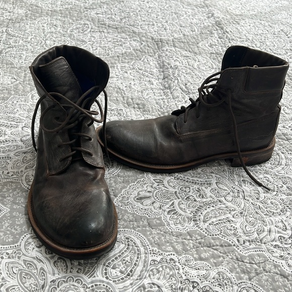 Men’s Mark Nason Lace Up Brown Leather Boots - Picture 2 of 5